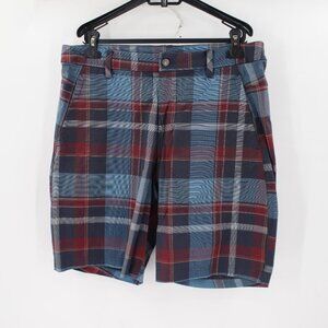 lululemon chino shorts men's 38 10" flat front plaid multicolor casual pockets